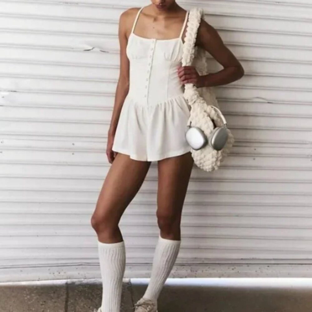 New! FP Movement x Free People Ivory White Airstream Onesie- NWOT- MEDIUM